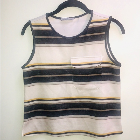 |Zara| Green Yellow Ivory Striped Sleeveless Top - Picture 2 of 4